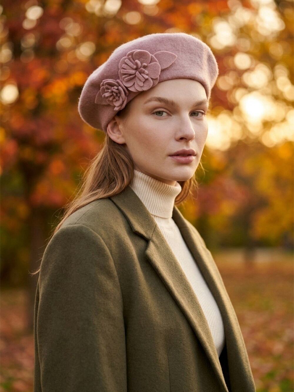 I am Retro Hat Barrett Women's New w/ Tags Pink Wool Nylon Flowered Preppy